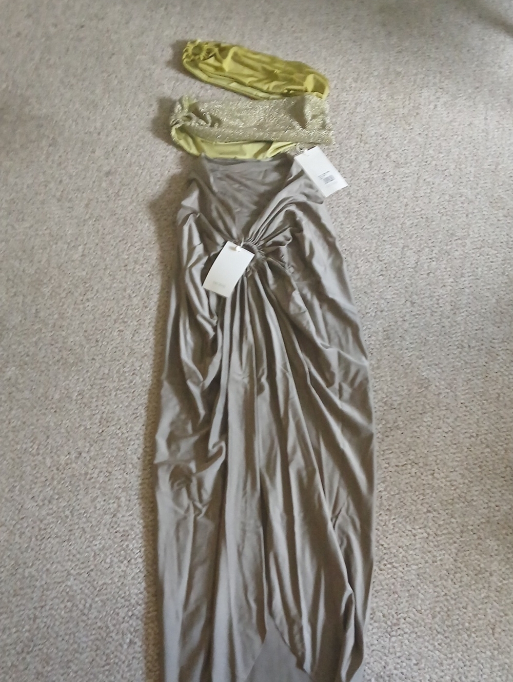 Baobab Collection Olive and Lime Twist-Detail Maxi Dress